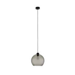Lámpara colgante Cubus, gris humo, cristal, Ø 30 cm, E27