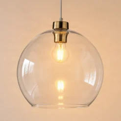Lámpara colgante Cubus, transparente, cristal, Ø 30 cm, E27