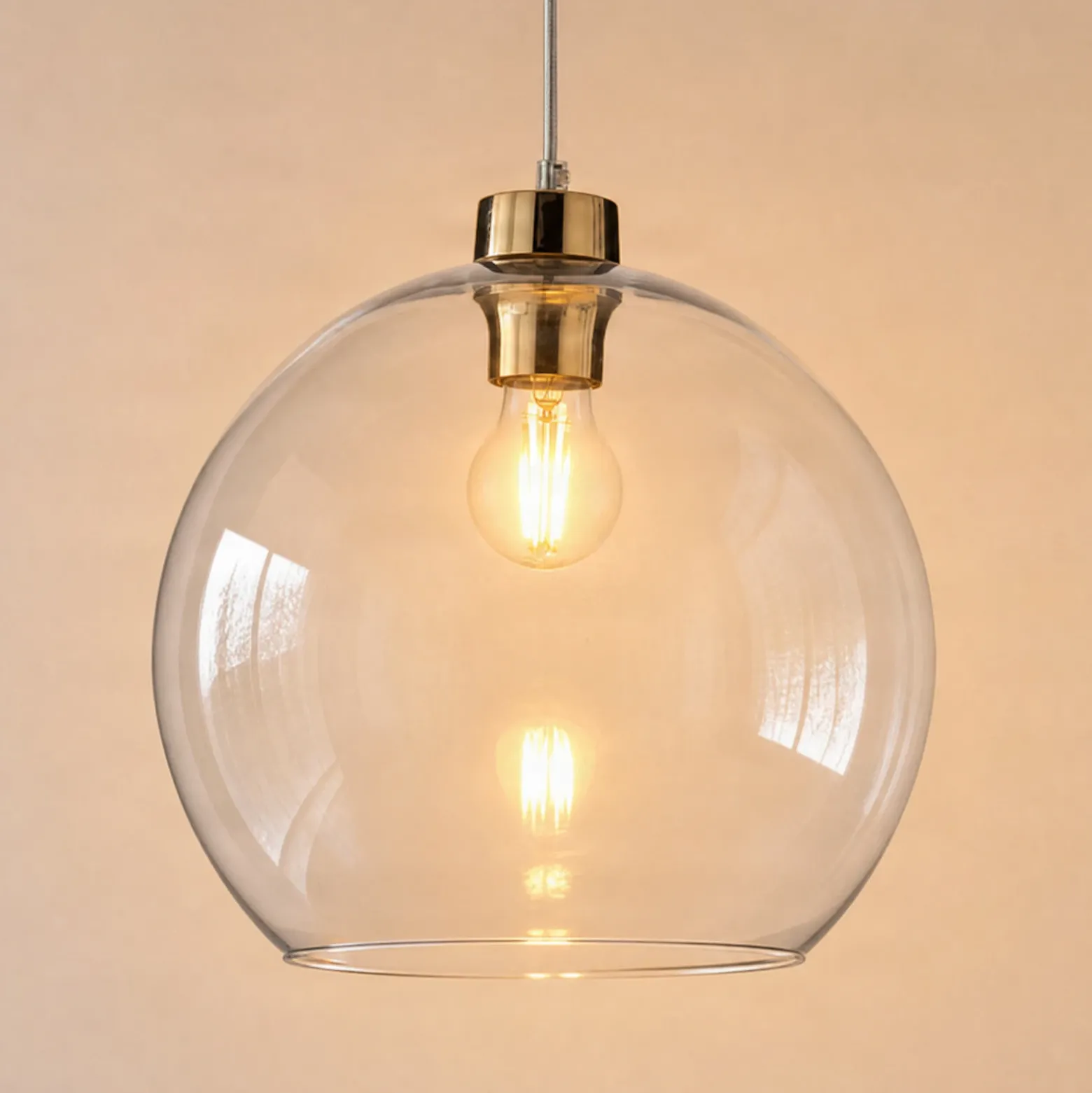 Lámpara colgante Cubus, transparente, cristal, Ø 30 cm, E27