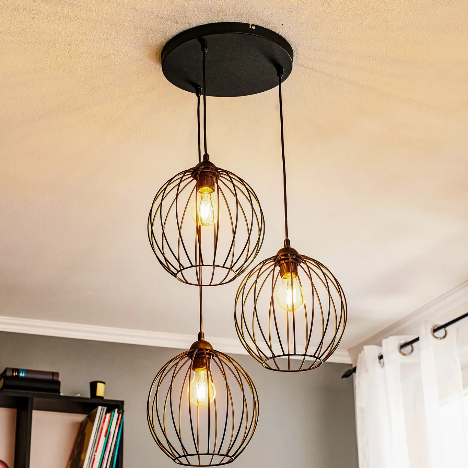 Lámpara colgante Cumera, 3 luces, redonda