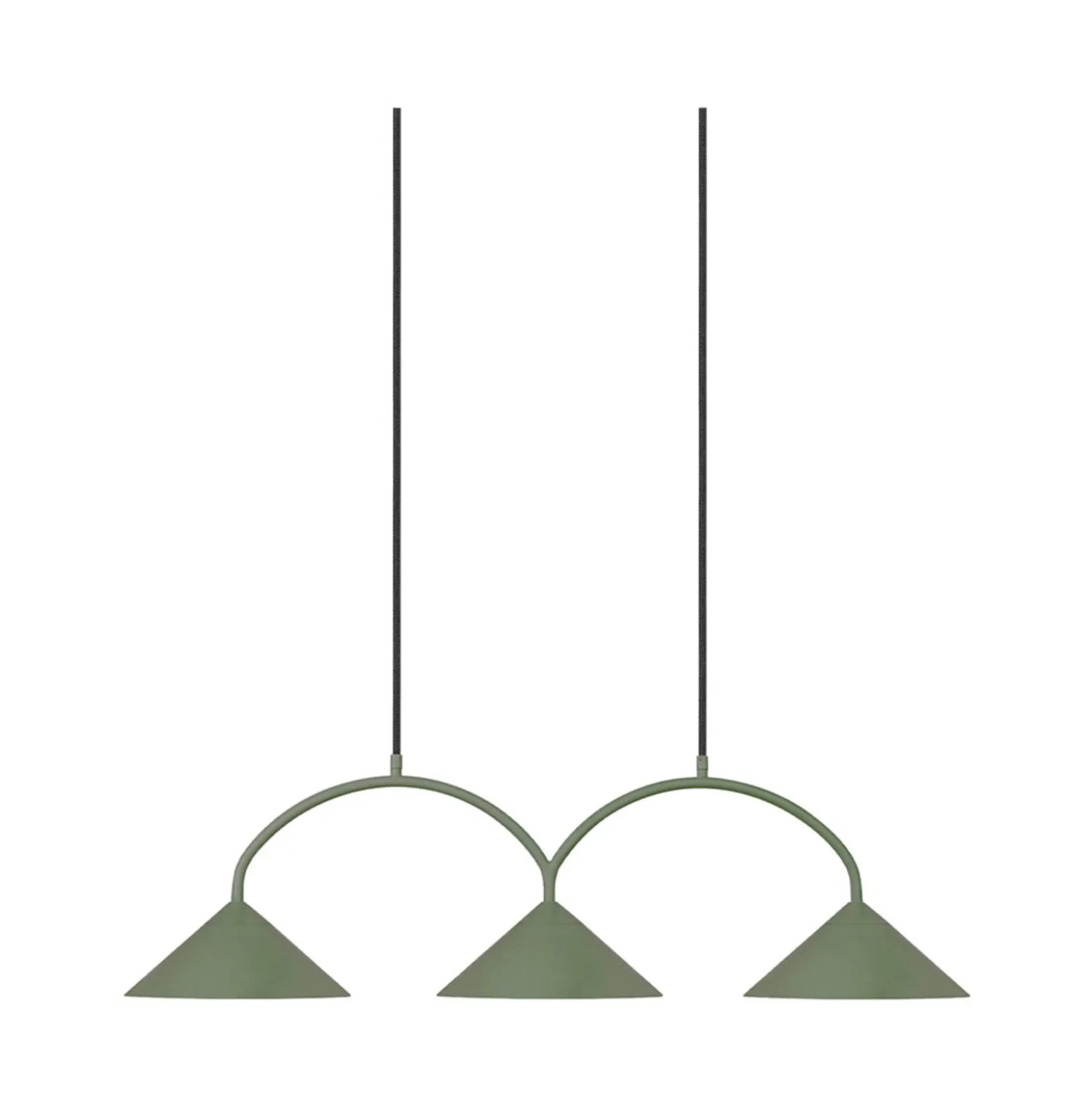 Lámpara colgante CURVE 3 de Globen Lighting, verde, 3 luces, 95 cm