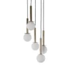 Lámpara colgante Daisy, 5 luces, dorada/blanca/negra, cristal