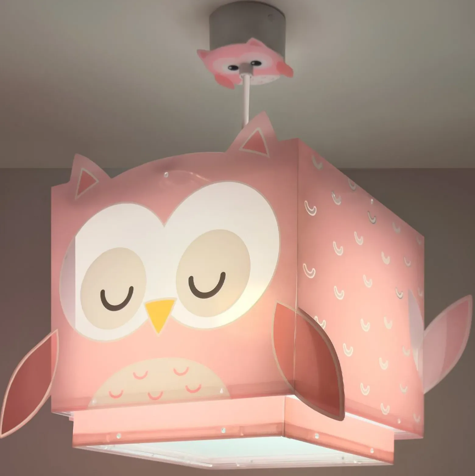 Lámpara colgante Dalber LITTLE OWL, rosa, E27