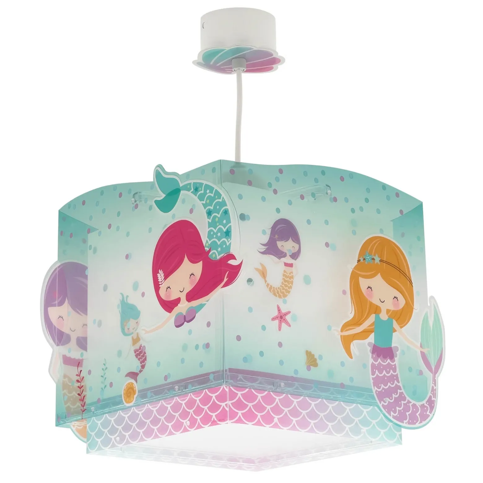 Lámpara colgante Dalber MERMAID, turquesa/blanca