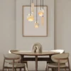 Lámpara colgante Daren, 5 luces, beige/ámbar/negro, E27 + GU10