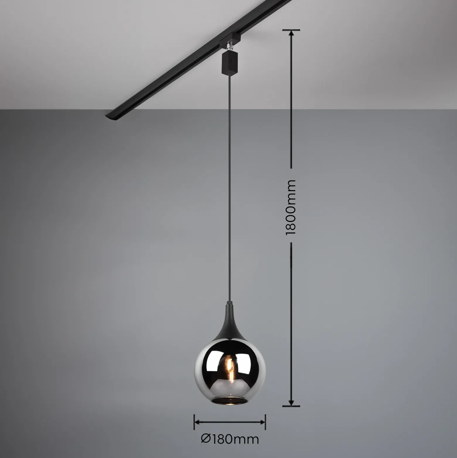 Lámpara colgante de carril Lumina para DUOline, negra/cromada