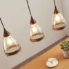 Lámpara colgante de cristal Lindby Millina, 70 cm, marrón óxido, 3 luces.