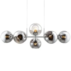 Lámpara colgante de cristal Pilar, 8 luces, gris ahumado