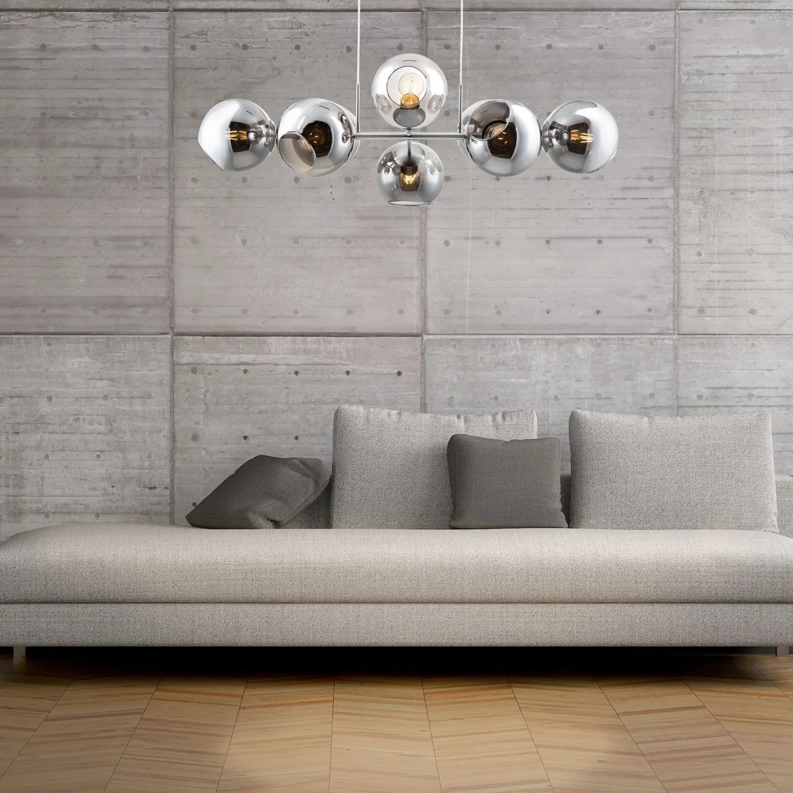 Lámpara colgante de cristal Pilar, 8 luces, gris ahumado