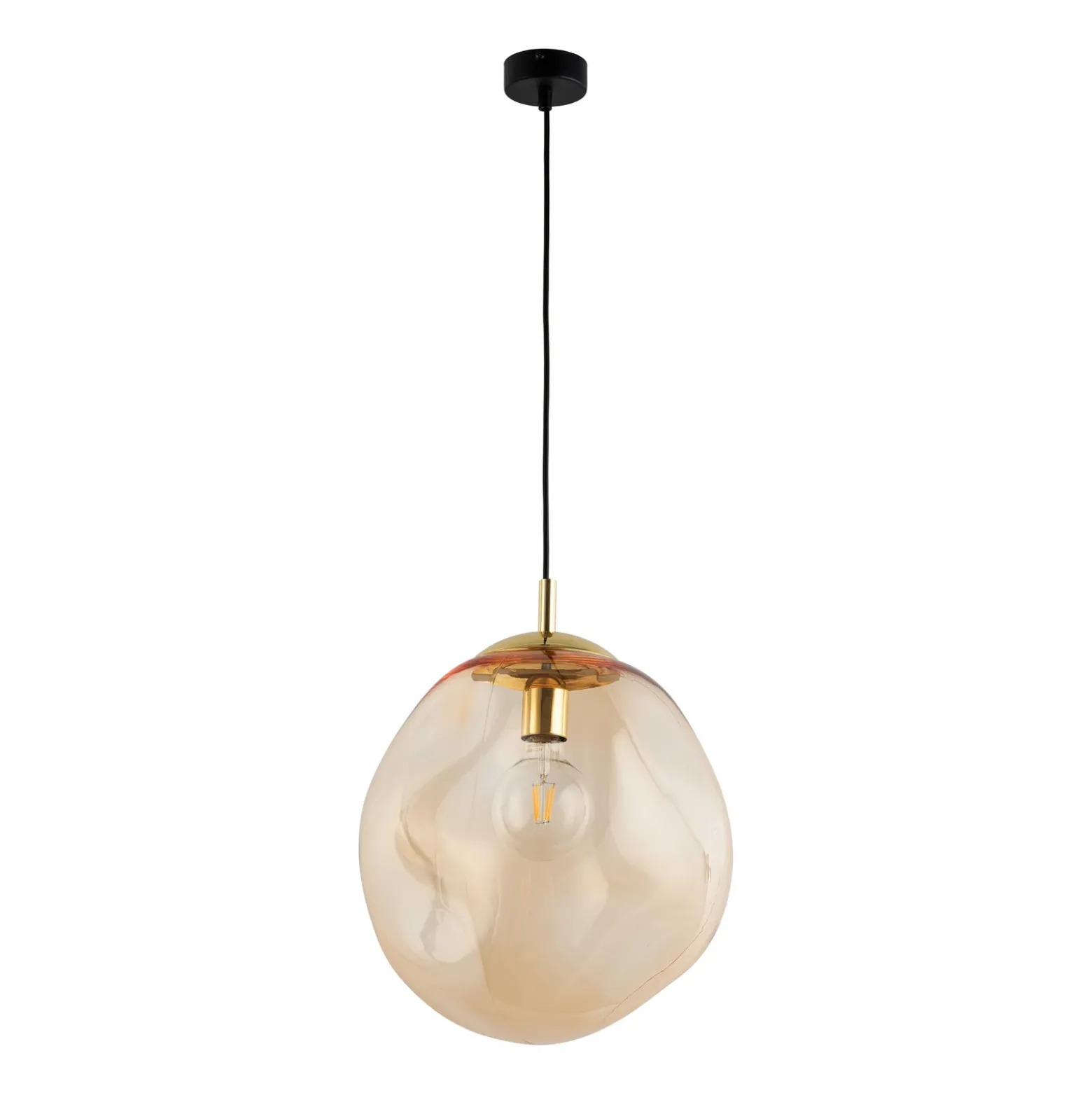 Lámpara colgante de cristal Sol, Ø 35cm, negro/ámbar