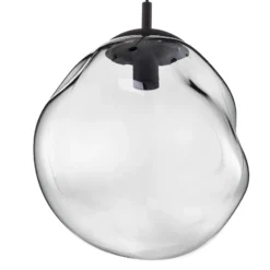 Lámpara colgante de cristal Sol, Ø 35cm, negro/gris humo