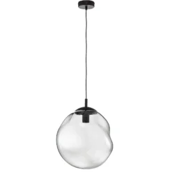 Lámpara colgante de cristal Sol, Ø 35cm, negro/gris humo