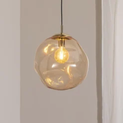 Lámpara colgante de cristal Sol, Ø 35cm, negro/ámbar
