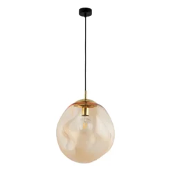 Lámpara colgante de cristal Sol, Ø 35cm, negro/ámbar