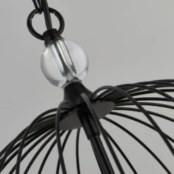 Lámpara colgante de ducha, negra/clara, cristal, E14, Ø 36cm