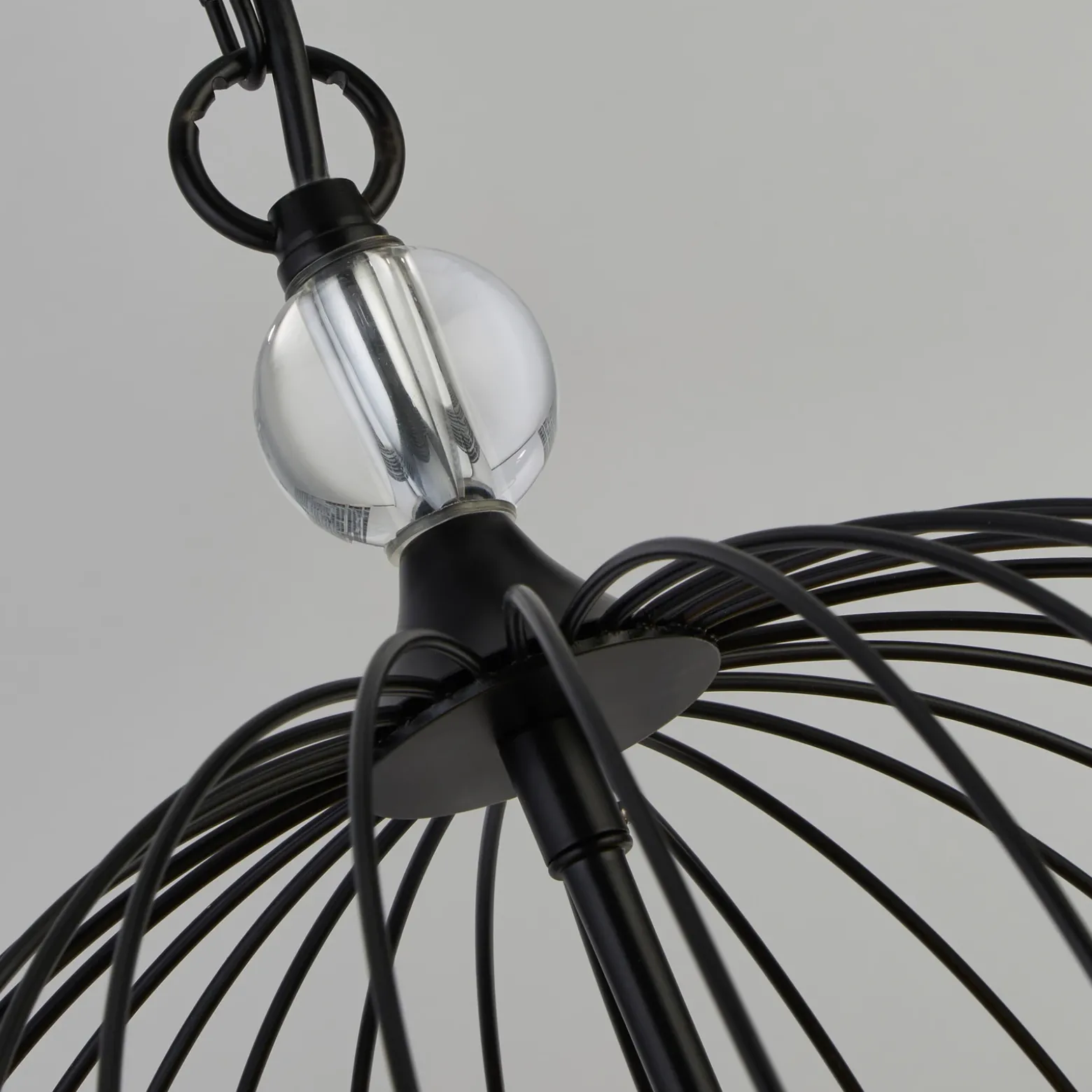 Lámpara colgante de ducha, negra/clara, cristal, E14, Ø 36cm