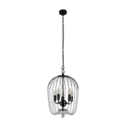 Lámpara colgante de ducha, negra/clara, cristal, E14, Ø 36cm