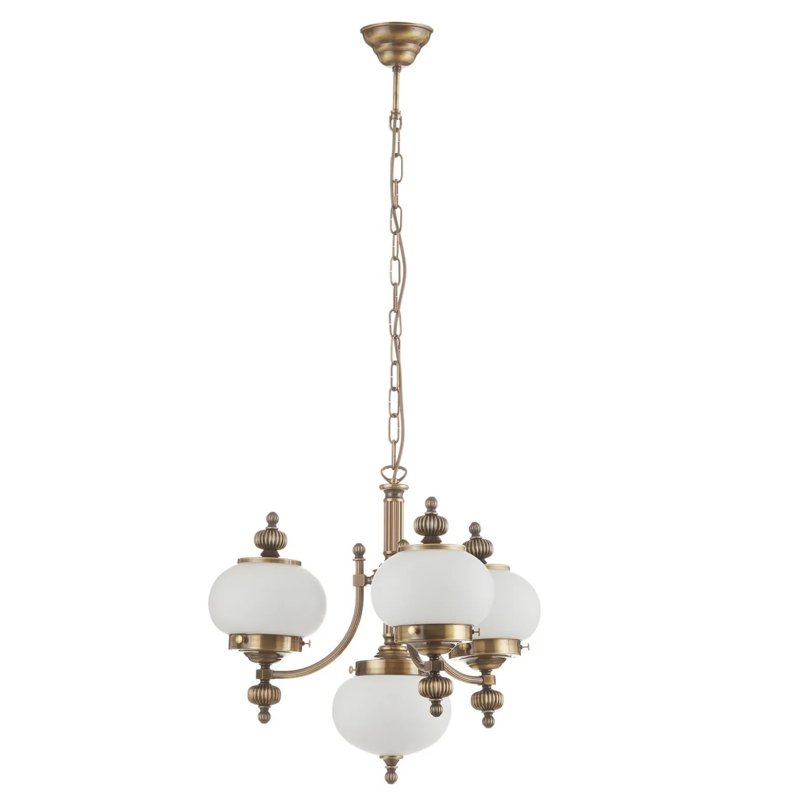 Lámpara colgante Delia, latón envejecido, 4 luces