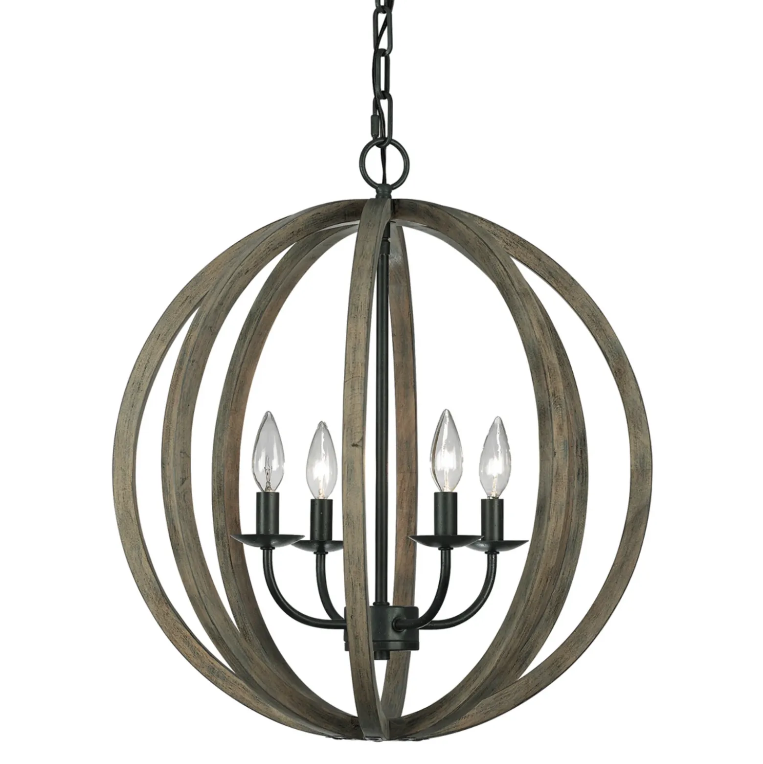 Lámpara colgante de 4 luces Allier madera 52,1 cm