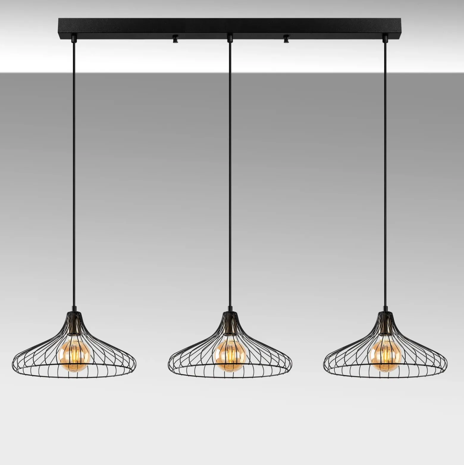 Lámpara colgante Depay 11260 3 luces lineal negro antiguo