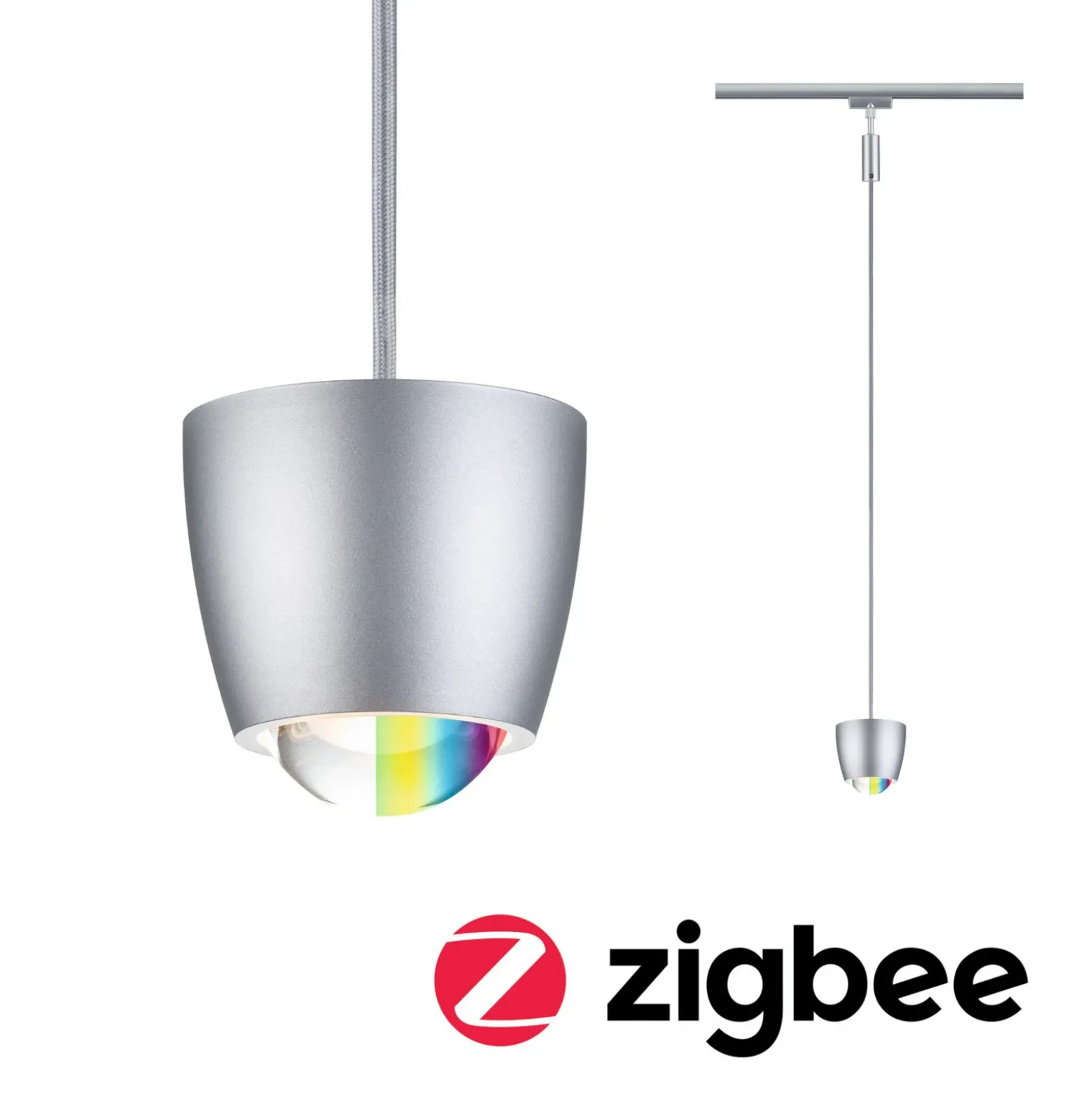 Lámpara colgante de riel LED Paulmann URail Smart Tyros, cromada, CCT RGB