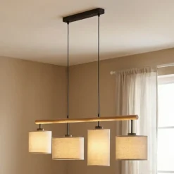 Lámpara colgante Deva Nature, 4 luces, textil