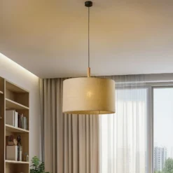 Lámpara colgante Deva Nature, 1 luz, pantalla textil