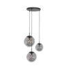 Lámpara colgante de vidrio Bollique negro, 3 luces