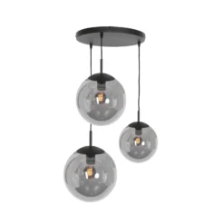 Lámpara colgante de vidrio Bollique negro, 3 luces