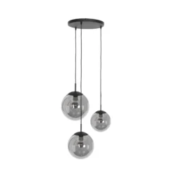 Lámpara colgante de vidrio Bollique negro, 3 luces