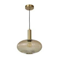 Lámpara colgante de vidrio Maloto, Ø 30 cm, ámbar