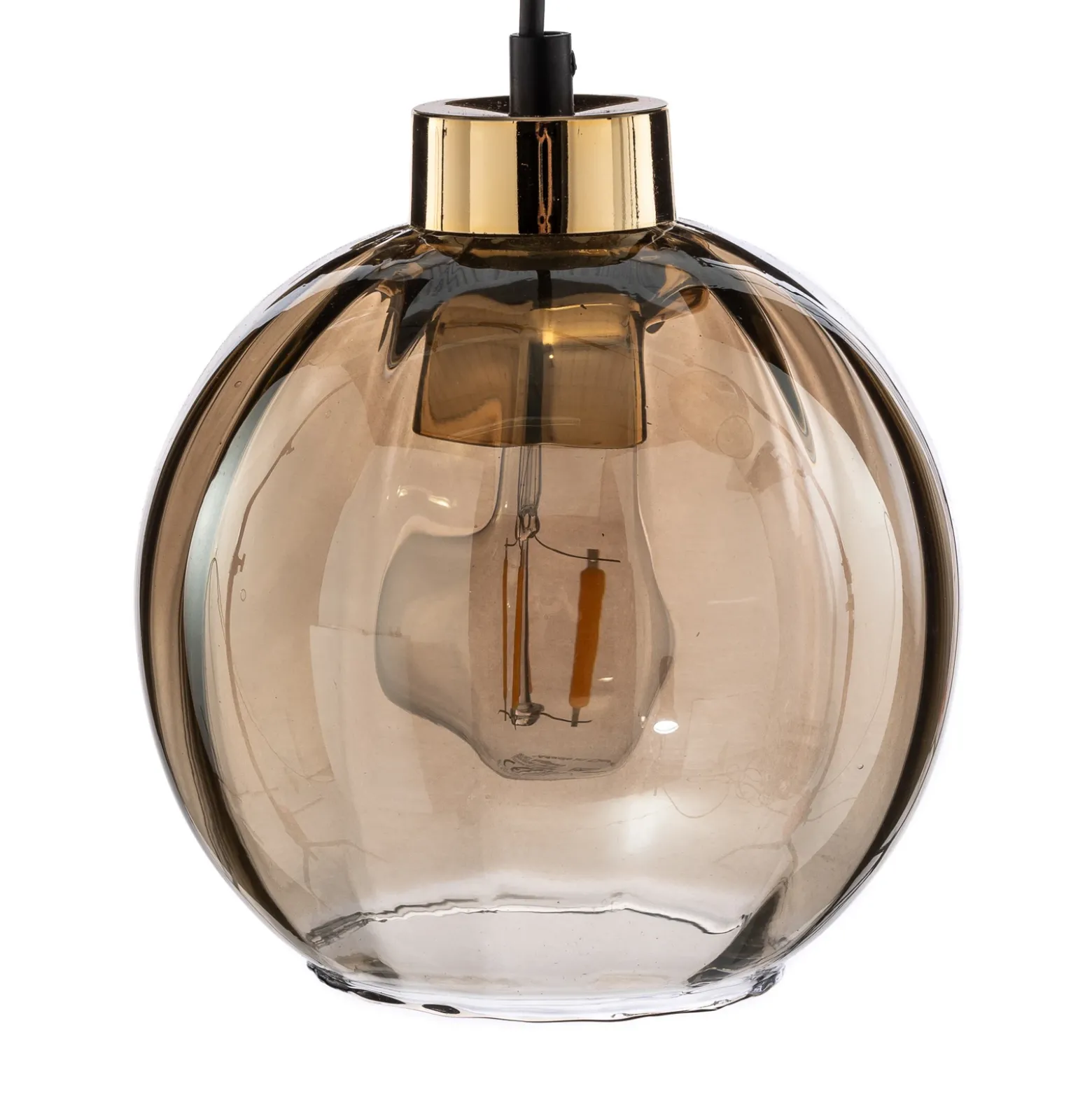 Lámpara colgante Devi, ámbar, 3 luces, lineal