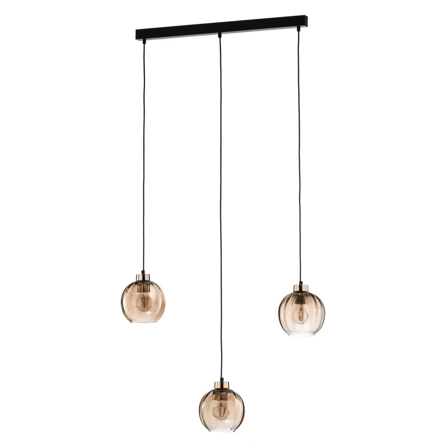 Lámpara colgante Devi, ámbar, 3 luces, lineal