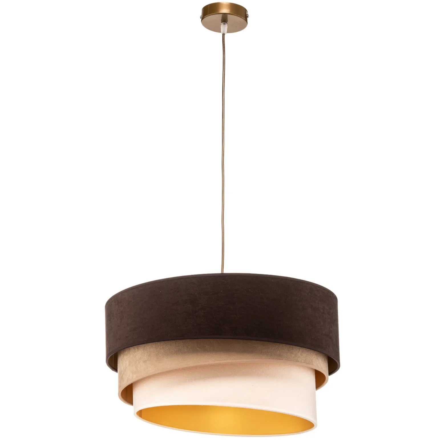 Lámpara colgante Devon, marrón/beige/crudo/dorado Ø45cm