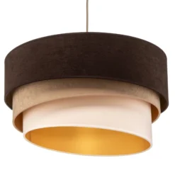 Lámpara colgante Devon, marrón/beige/crudo/dorado Ø45cm