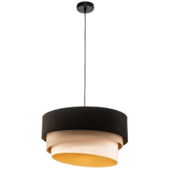 Lámpara colgante Devon, negro/beige/crudo/dorado Ø45cm