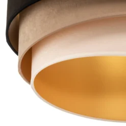 Lámpara colgante Devon, negro/beige/crudo/dorado Ø45cm