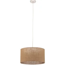 Lámpara colgante de yute cilindro marrón natural Ø40cm 1 luz.