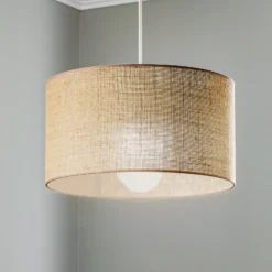 Lámpara colgante de yute cilindro marrón natural Ø40cm 1 luz.
