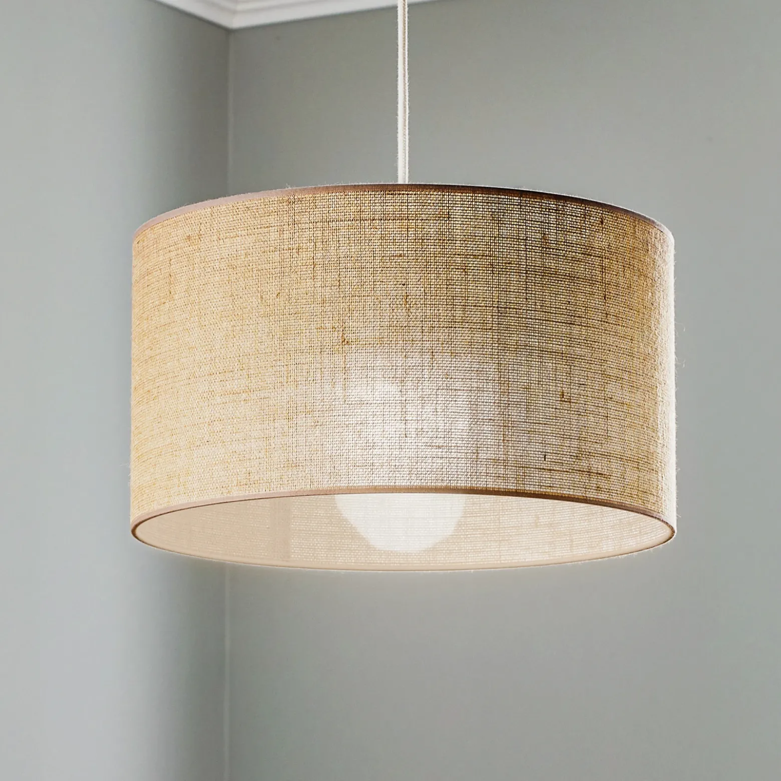 Lámpara colgante de yute cilindro marrón natural Ø40cm 1 luz.
