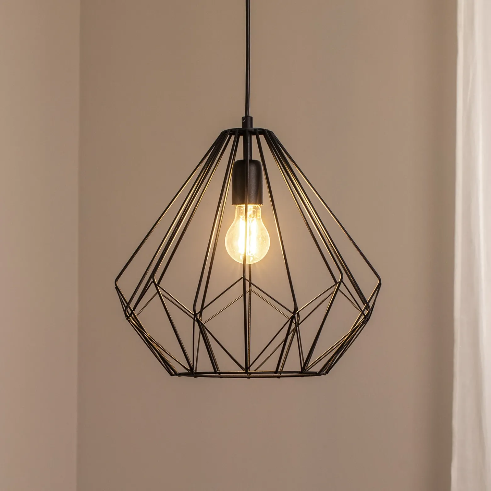 Lámpara colgante Diamond, negro, metal, Ø 37 cm, E27