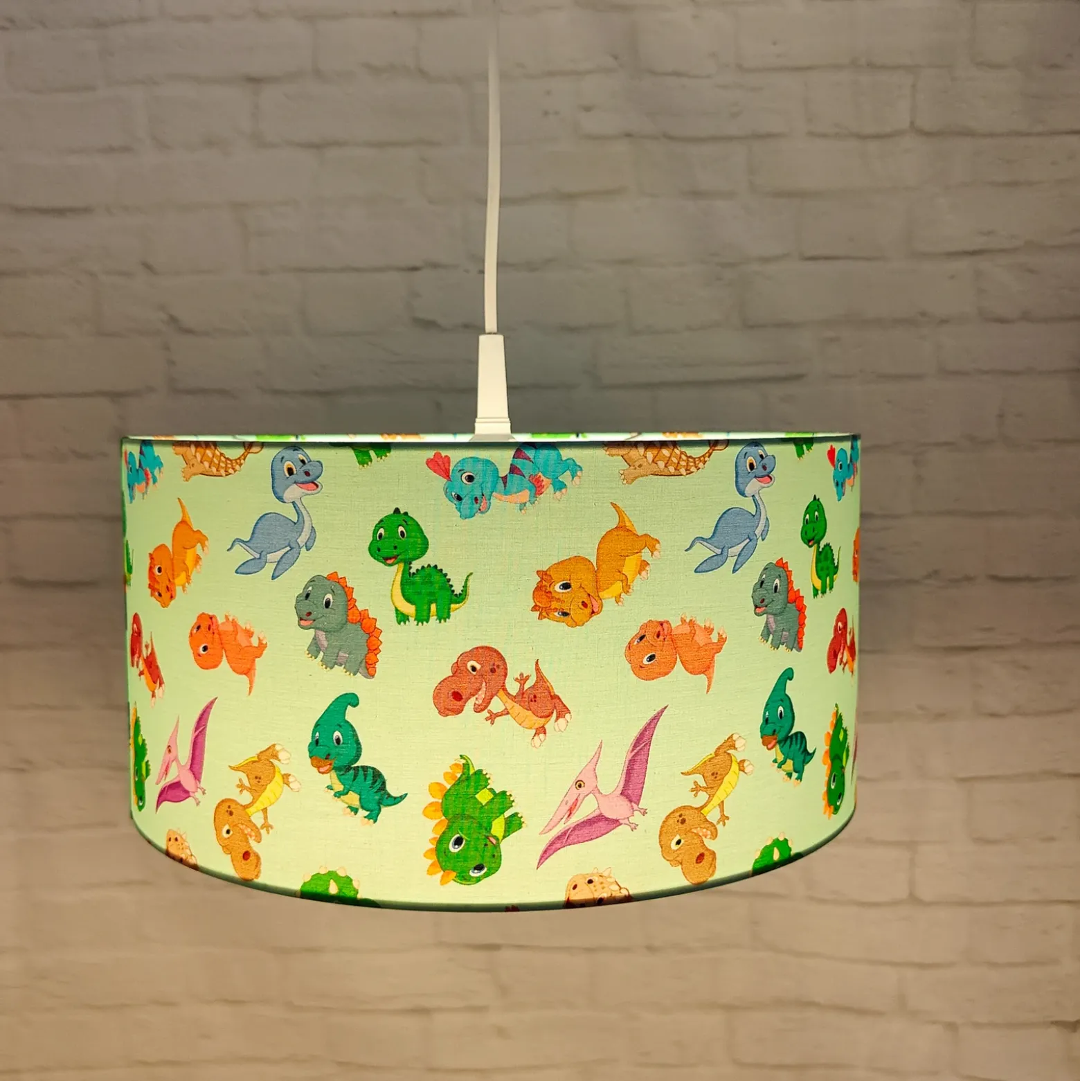 Lámpara colgante Dinos con pantalla textil