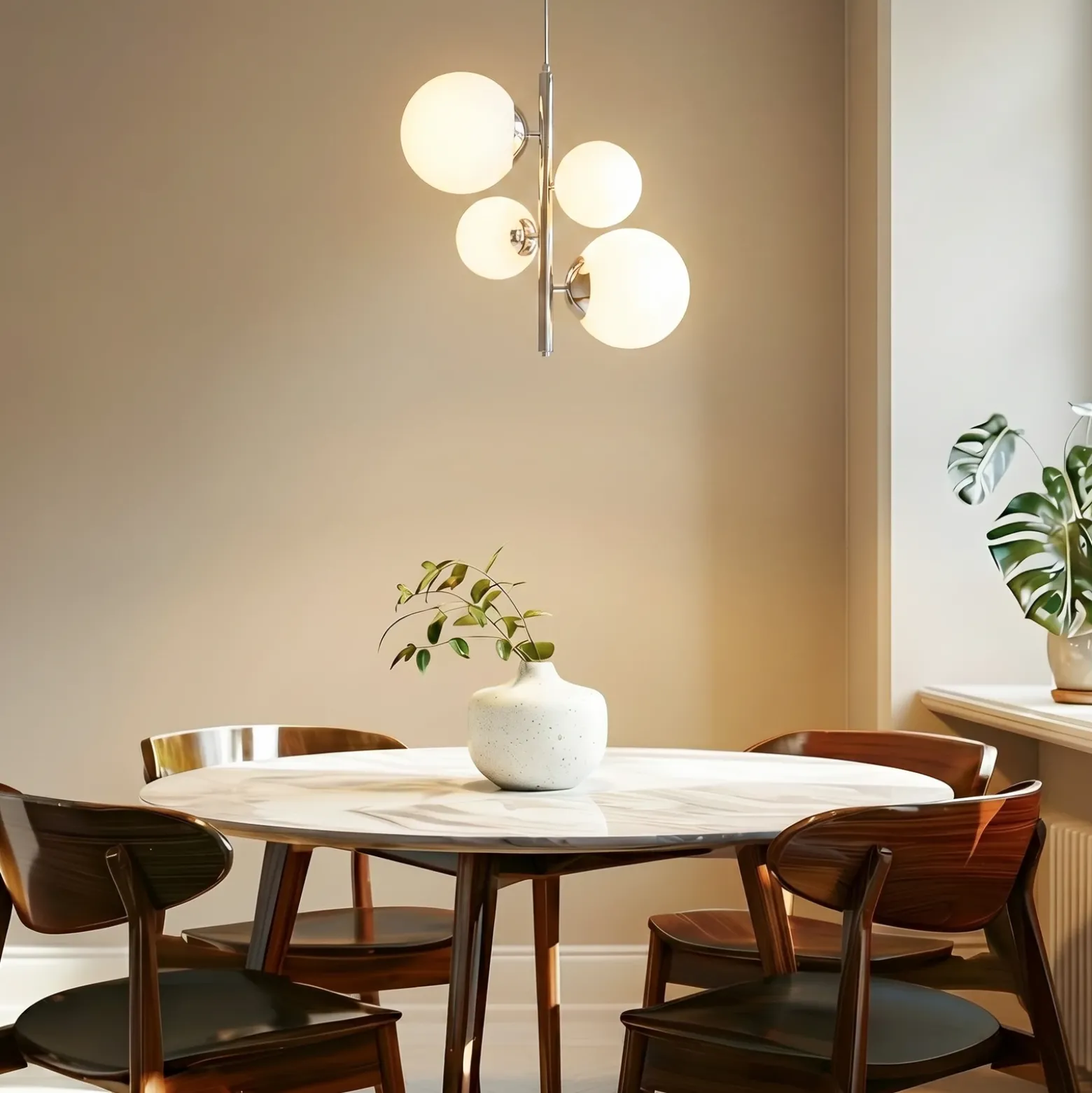 Lámpara colgante Dione, de 4 luces, cromada