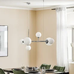 Lámpara colgante Dione, 6 luces, cromo