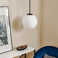 Lámpara colgante Dione, 1 luz, blanco/negro 30 cm