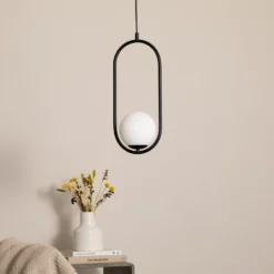 Lámpara colgante Dione, 1 luz, negro/blanco