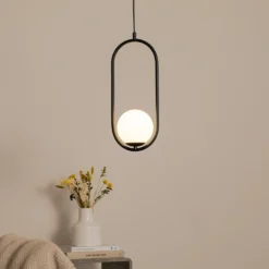 Lámpara colgante Dione, 1 luz, negro/blanco