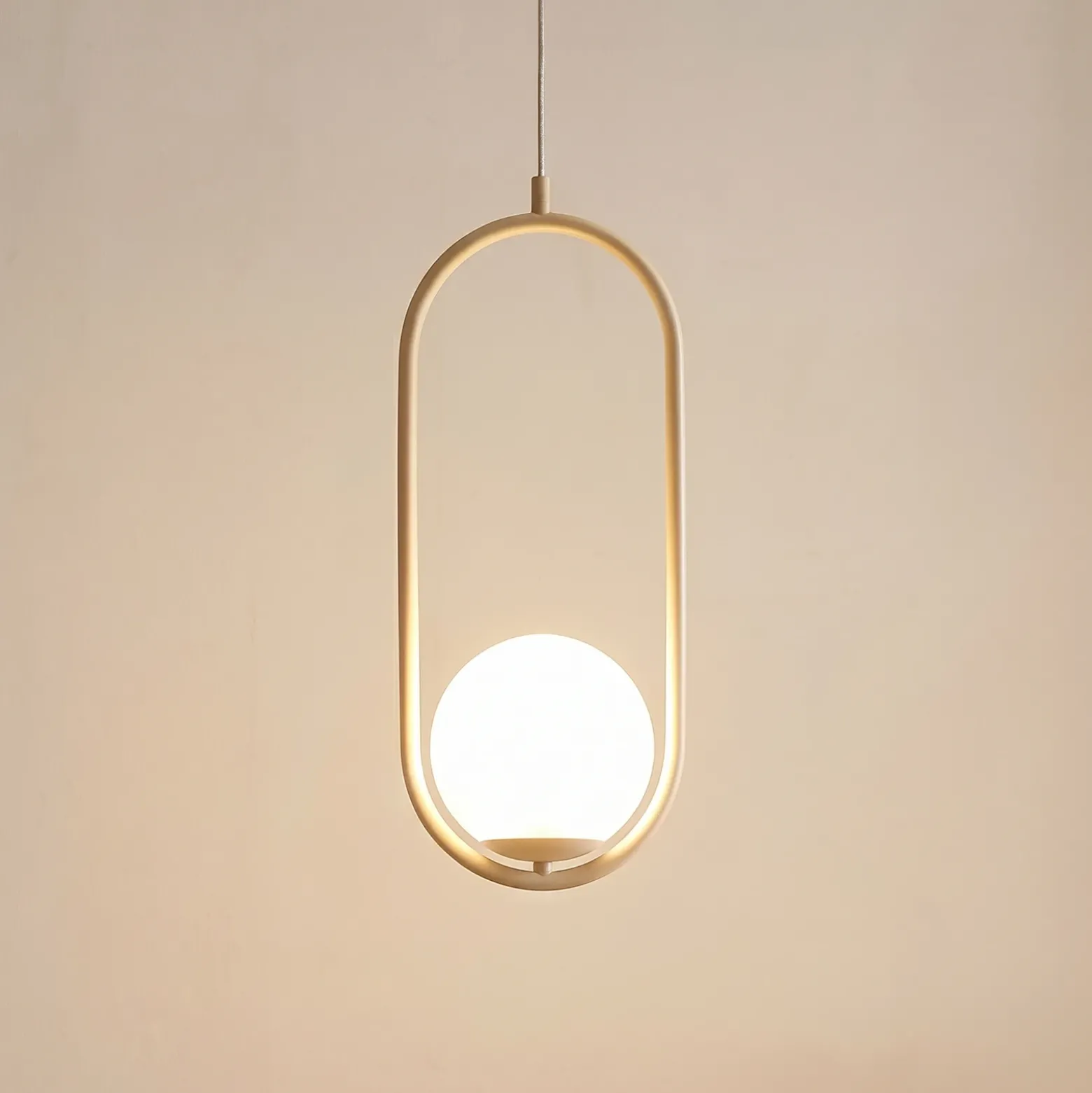 Lámpara colgante Dione, opalino/crema, 1 luces