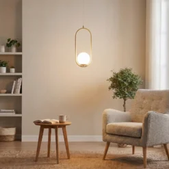 Lámpara colgante Dione, opalino/crema, 1 luces