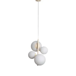 Lámpara colgante Dione, ópalo/crema, 4 luces